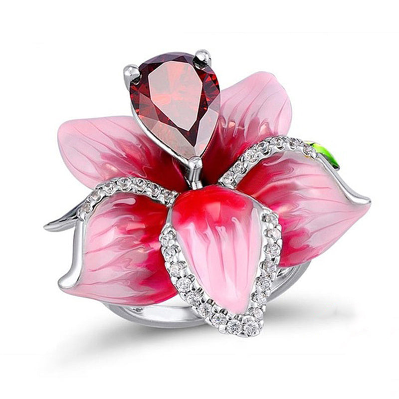 Elegant Rose Flower Ring European Alloy Floral Design Electroplated Finish Fashion Jewelry Ring European Color