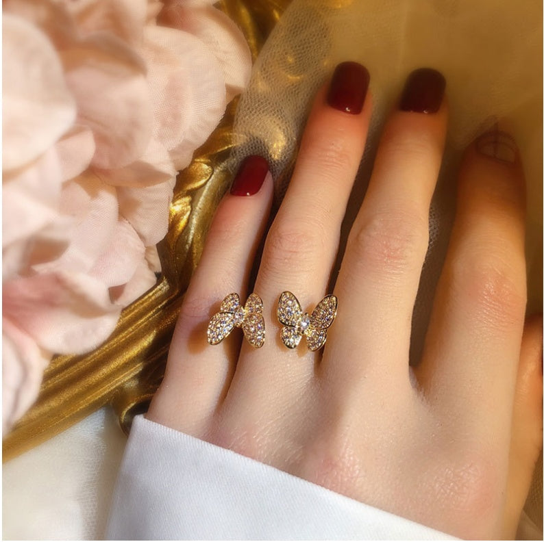Opening Butterfly Micro Set Ring 925 Sterling Silver Adjustable Ring For Delicate Everyday Fashion For Daily Style