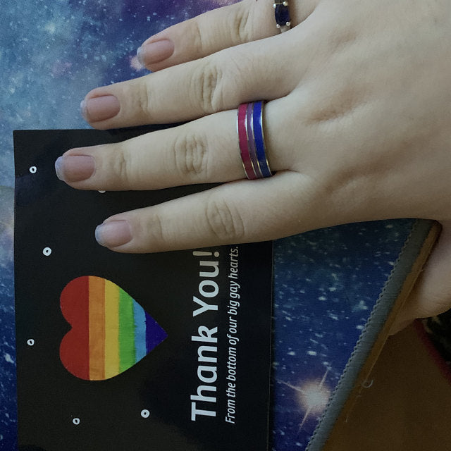 Bisexual Pride Alloy Ring LGBTQ Ally Jewelry Band for Men and Women Unisex Durable Fashion Accessory Gift Hypoallergenic