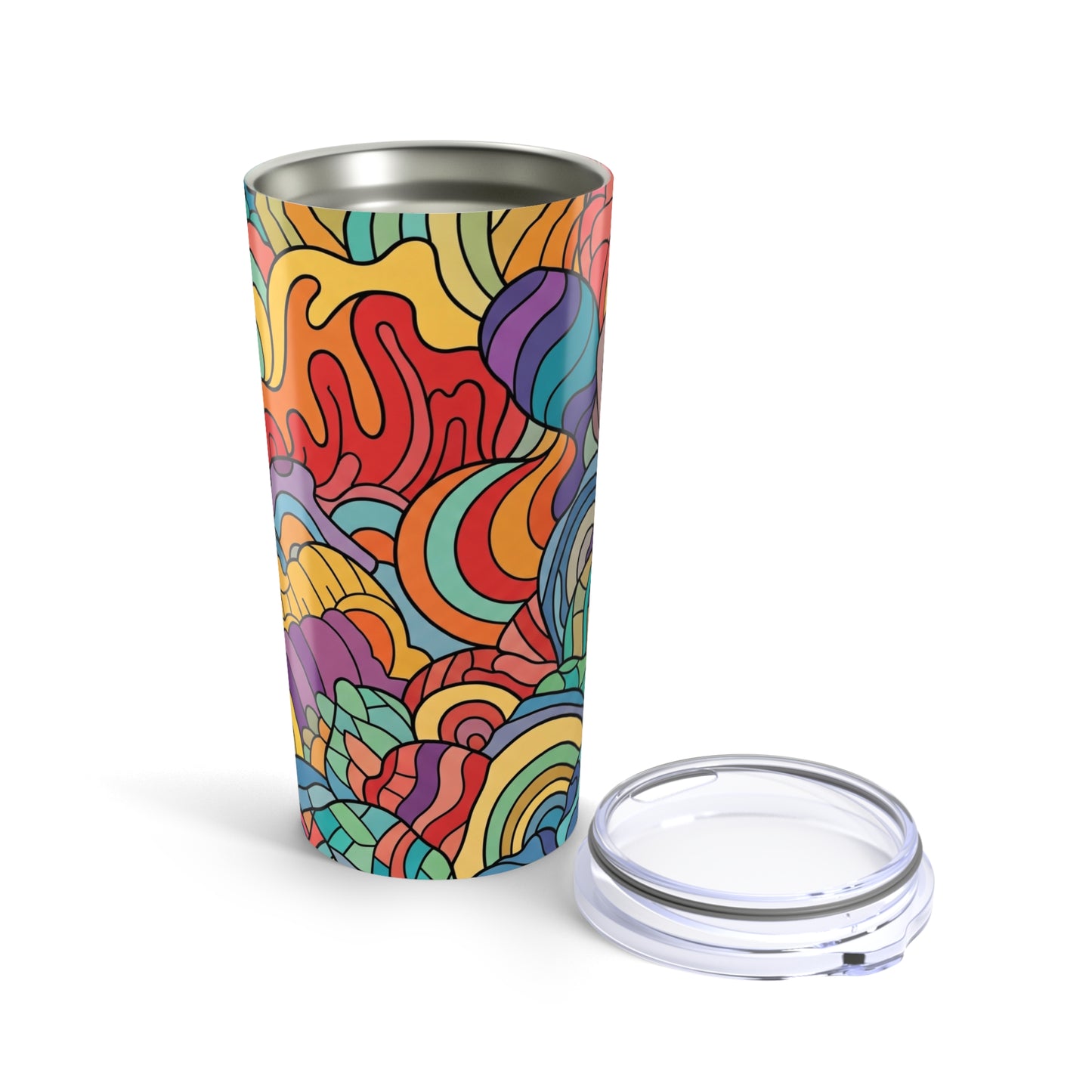 20 Oz Stainless Steel Printed Tumbler Double Wall Vacuum Insulation Travel Mug Spill Resistant Lid Dishwasher Safe