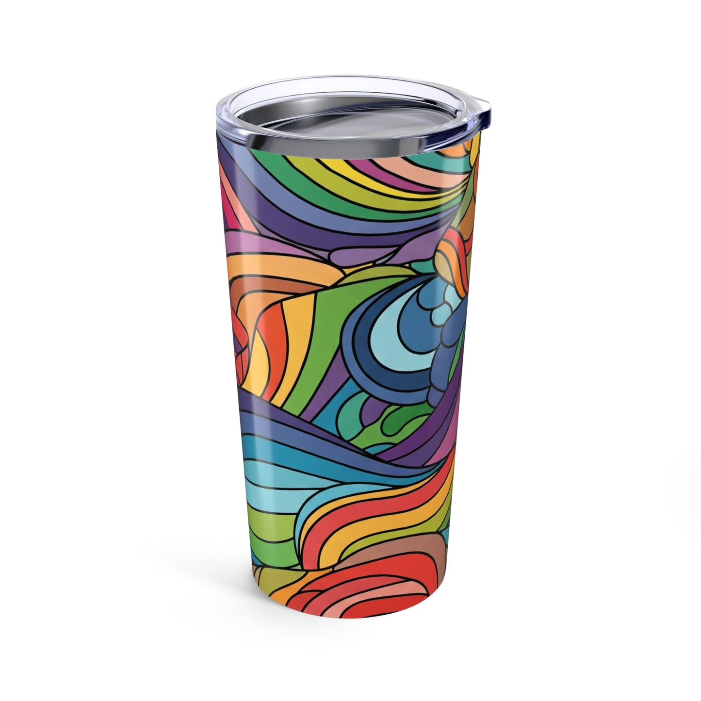 20 Oz Stainless Steel Tumbler With Printed Design Double Wall Vacuum Insulated Spill Resistant BPA Free Coffee Mug