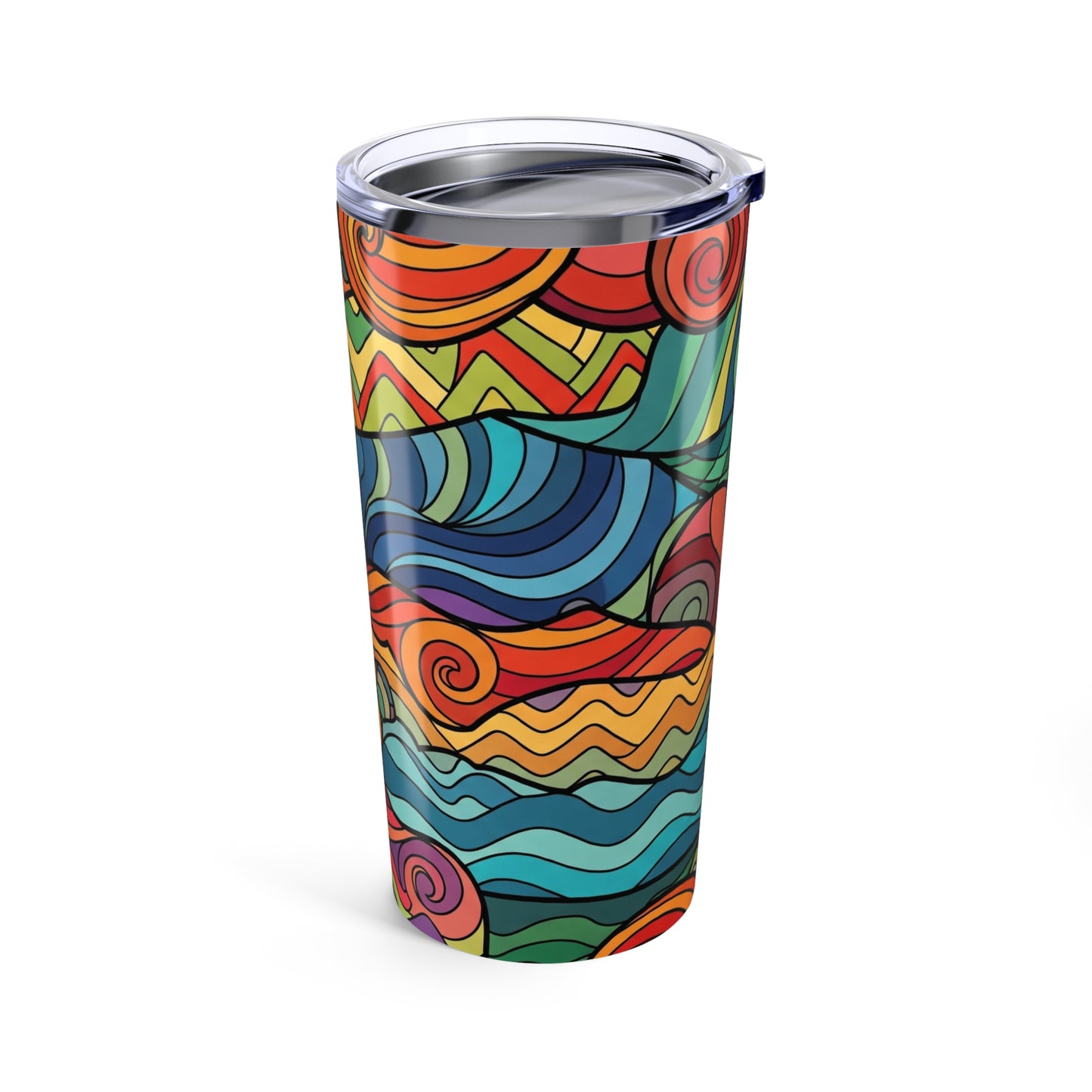20oz Stainless Steel Tumbler With Printed Design Double Wall Vacuum Insulated Travel Mug Spill Resistant Coffee Cup