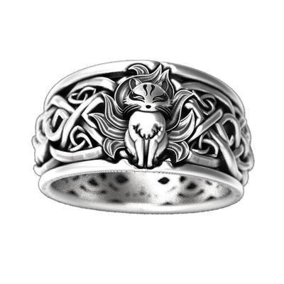 Unisex Nine Tailed Fox Zodiac Ring Alloy Electroplated Gift Holiday Packaging Individually Packed Animal Ring