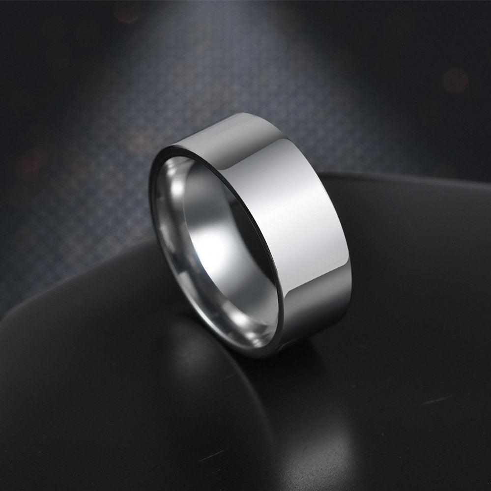 Stainless Steel Ring Flat Design Durable Everyday Wear Unisex