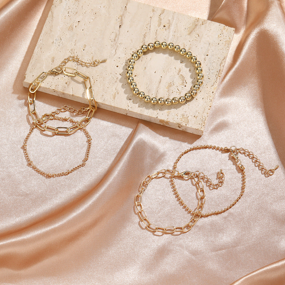 Womens Fashion Bracelet Set 4 Piece Alloy Electroplated Love Bracelets Personalized Jewelry Gift For Her Style