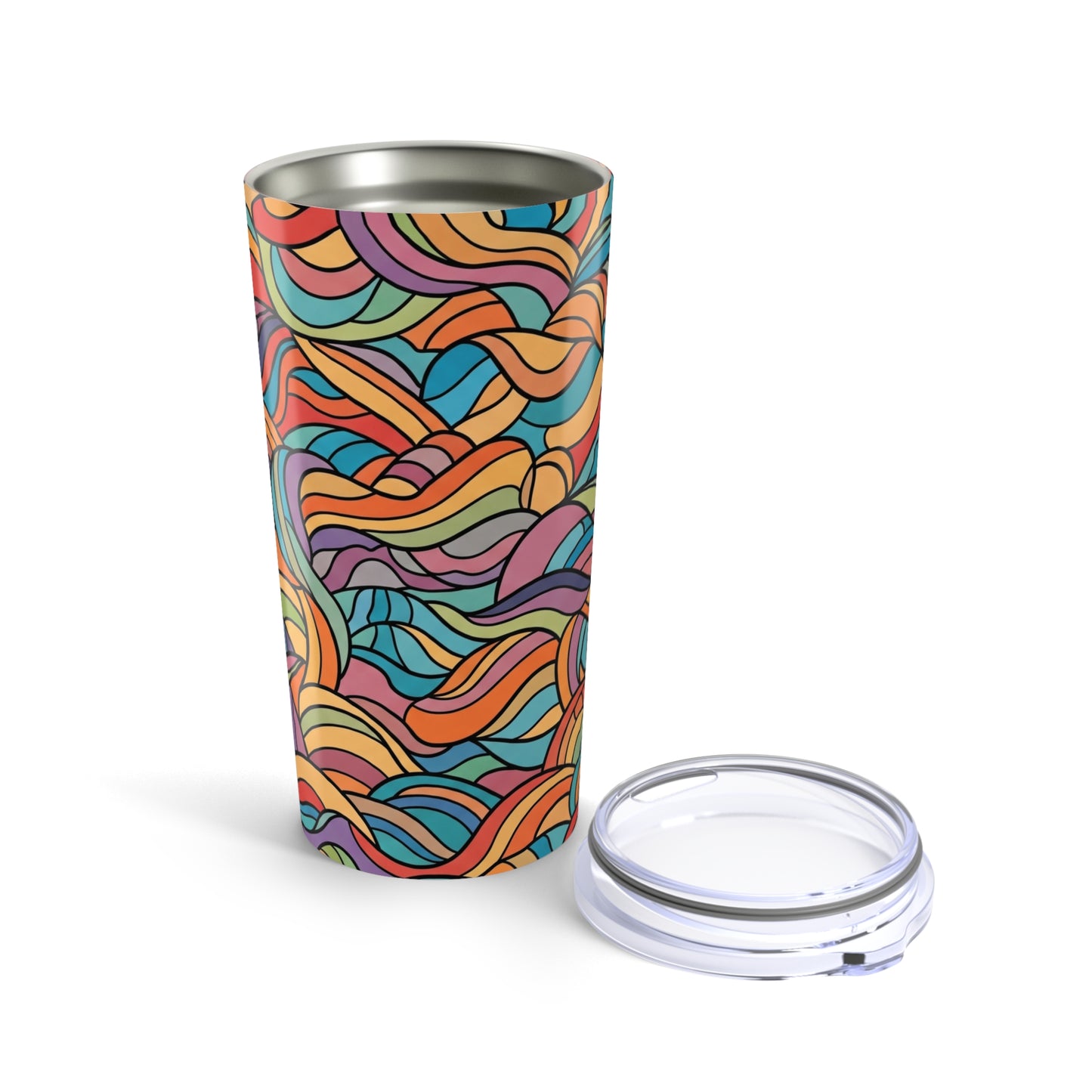 20 Oz Stainless Steel Printed Tumbler With Double Wall Vacuum Insulation Spill Resistant Lid For Hot Or Cold Drinks