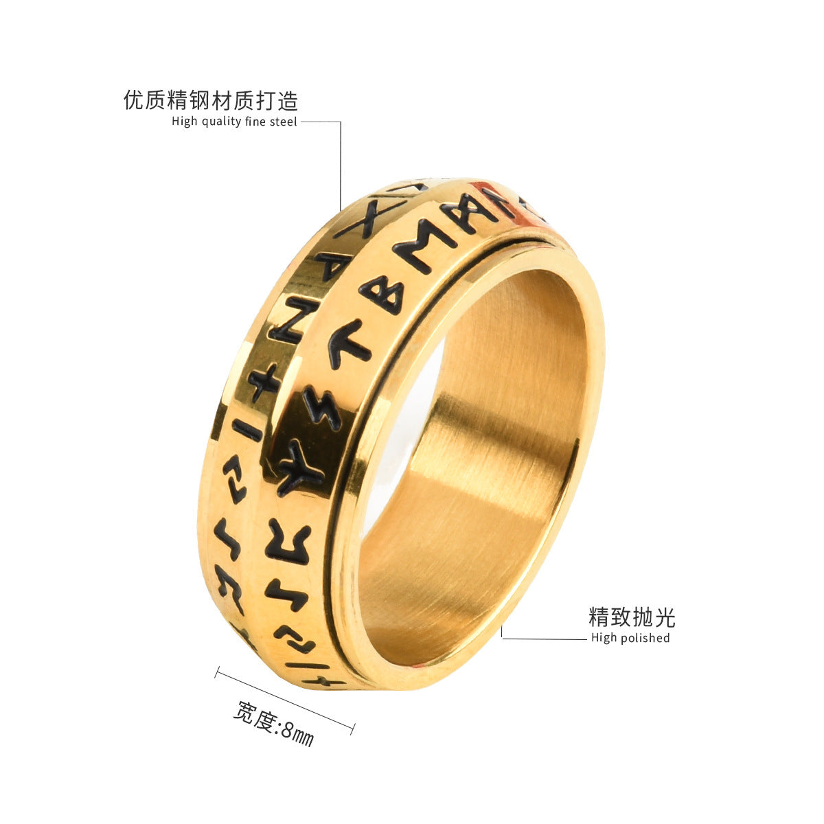 Geometric Nordic Viking Rune Titanium Steel Ring Unisex Jewelry For Wear Durable Hypoallergenic Size 7 8 9 10 11 12