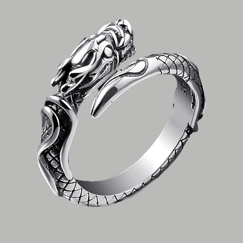 Dragon Ring Copper 9mm Wide Adjustable Opening Dragon Design Retro Style Statement Ring For Men Elegant Copper Dragon