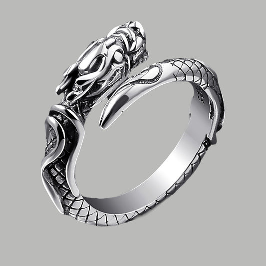 Dragon Ring Copper 9mm Wide Adjustable Opening Dragon Design Retro Style Statement Ring For Men Elegant Copper Dragon