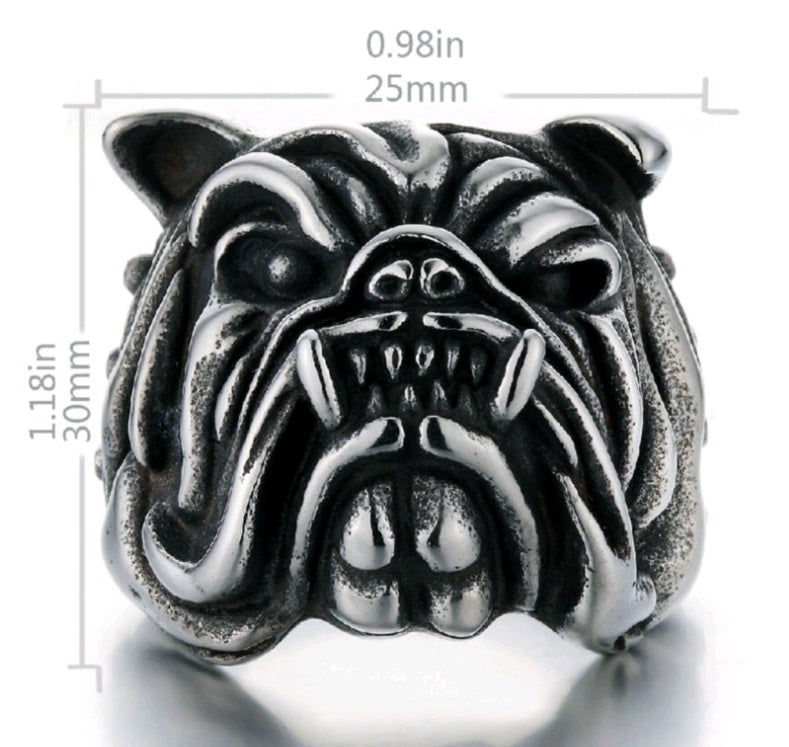 Mens Bold Bulldog Ring Plated Alloy Fashion Statement Ring Domineering Design For Men Edgy Style Gift Trendy Gift Idea