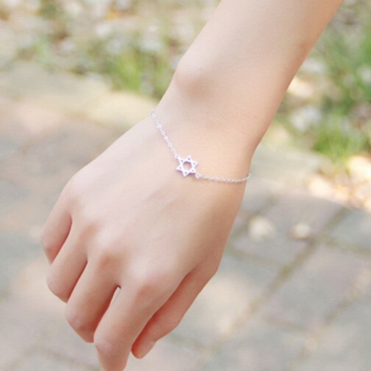 Six Pointed Star Bracelet With Extension Chain Gold