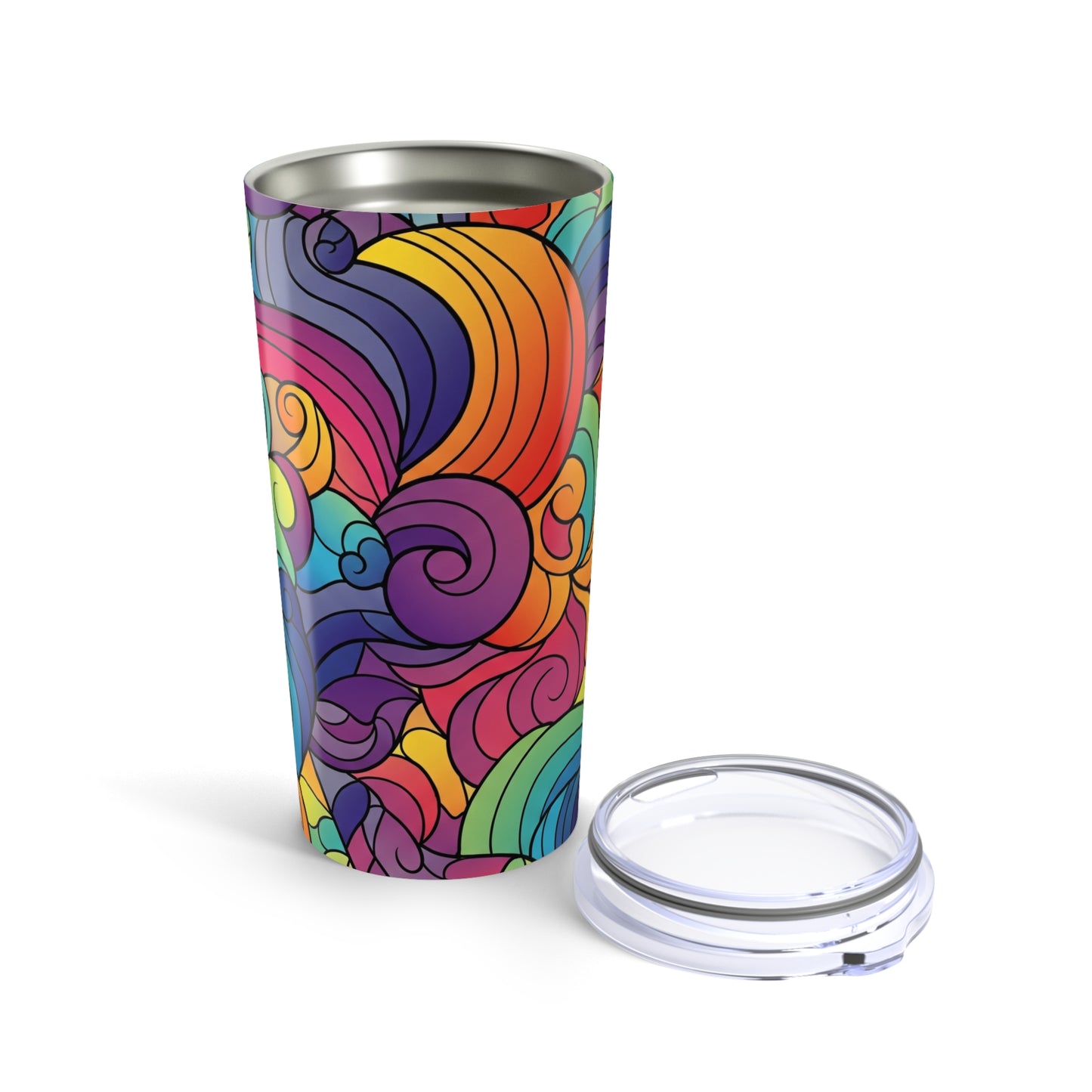 20 Oz Stainless Steel Tumbler With Printed Pattern Vacuum Insulated Leak Proof Coffee Cup For Hot And Cold