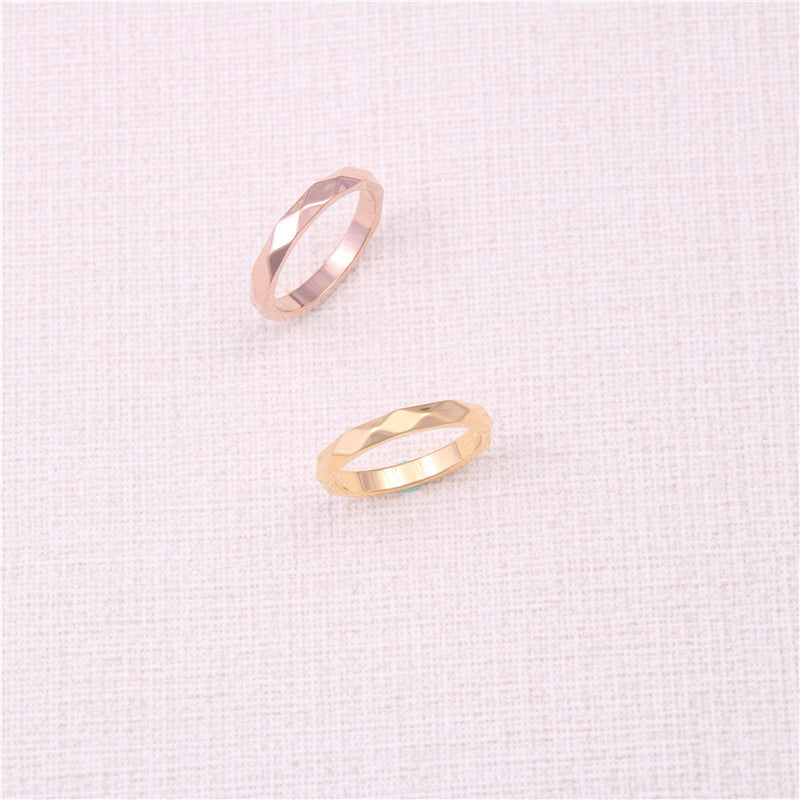 Titanium Steel Geometric Inlaid Ring Women Hypoallergenic