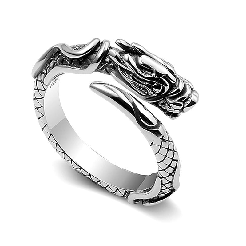 Dragon Ring Copper 9mm Wide Adjustable Opening Dragon Design Retro Style Statement Ring For Men Elegant Copper Dragon