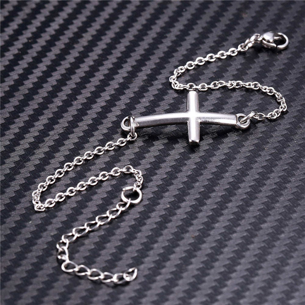 Womens Stainless Steel Cross Bracelet Electroplated Anniversary Gifts Celebration Present Individually Packaged