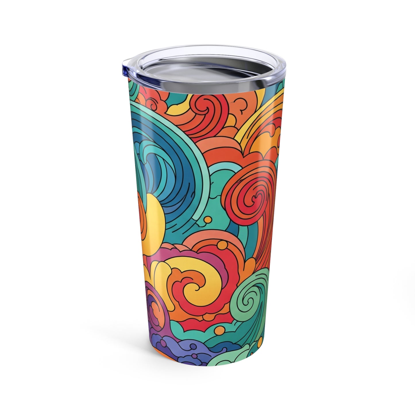 20oz Steel Tumbler With Printed Graphic Double Wall Vacuum Insulation Leak Proof Lid For Hot Or Cold Beverages