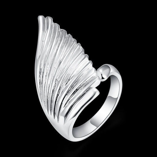 Angel Wing Ring Silver Plated Copper Unisex Creative Everyday Wear Ring Gift For Birthday Anniversary Everyday