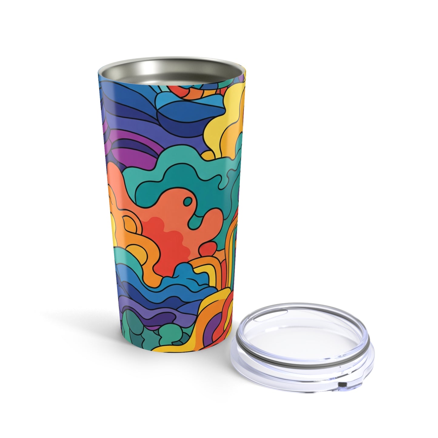 20oz Travel Mug With Double Wall Vacuum Insulation Spill Resistant Stainless Steel Durable Printed Dishwasher Safe