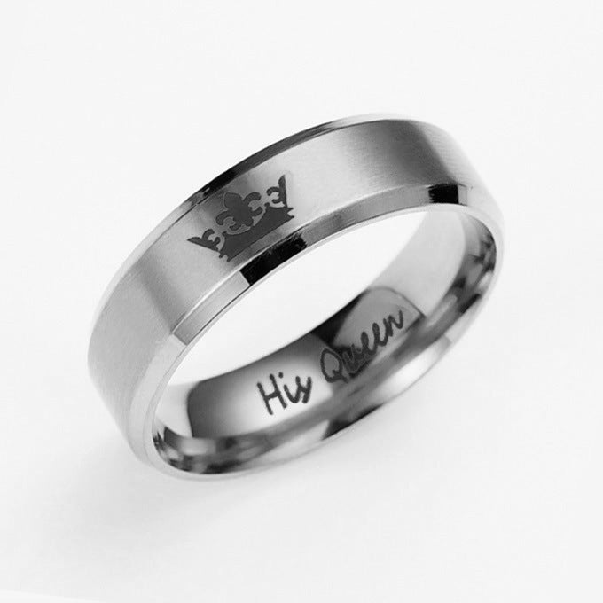 His Queen Her King Crown Wedding Rings Stainless Steel Matching Coupled Jewelry Gift To Couples Deluxe Edition
