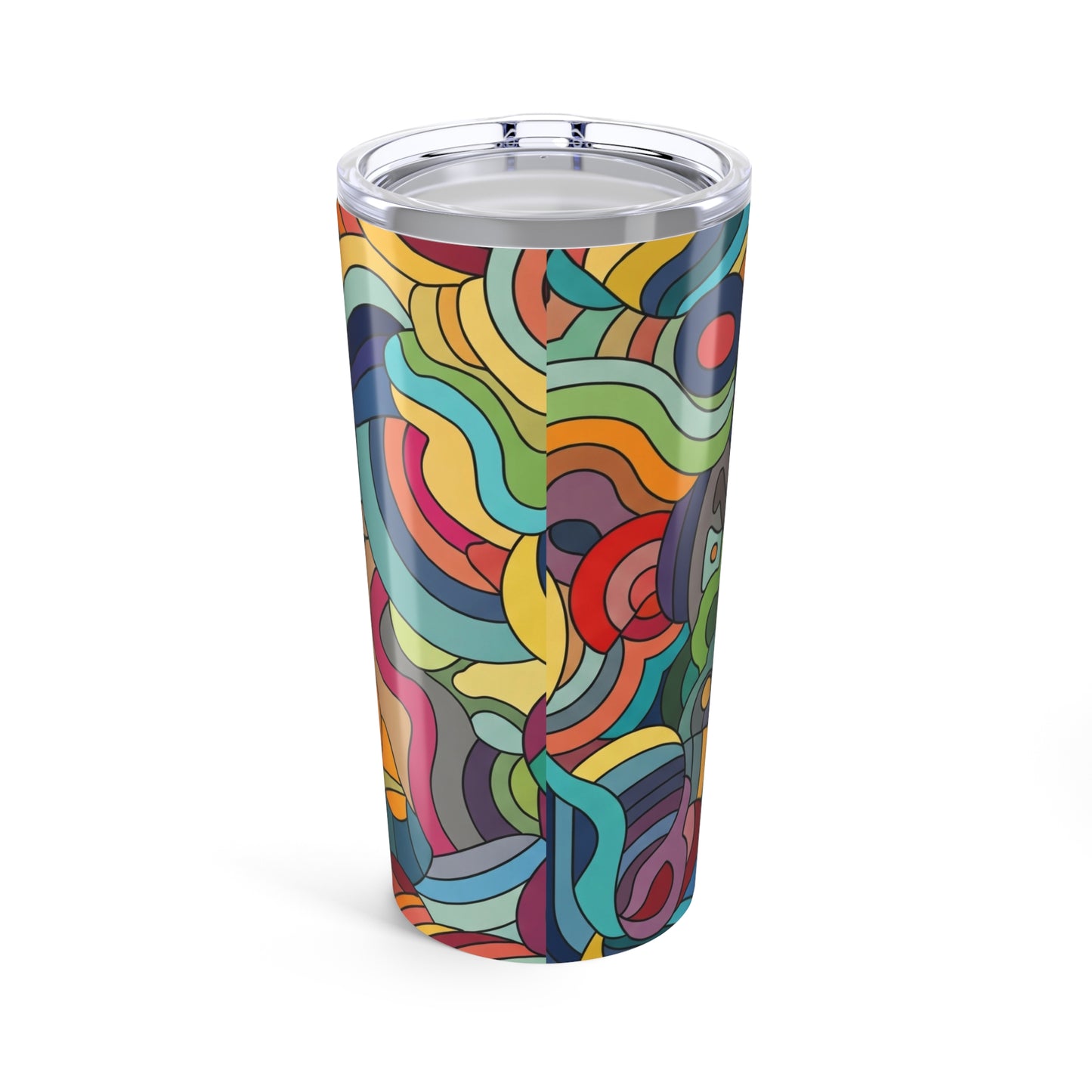 20 Ounce Metal Coffee Cup With Double Wall Insulation And Vacuum Sealed Spill Resistant Lid Graphic Design For