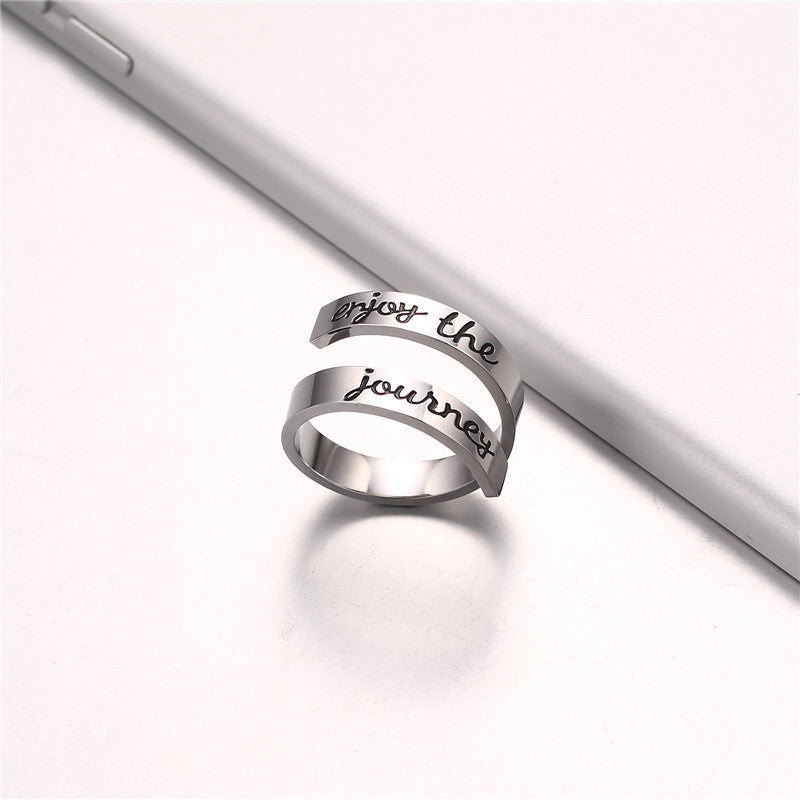 Unisex Double Band Ring Engraved Geometric Stainless Steel Polished Matte Finish Everyday Wear Jewelry Holiday