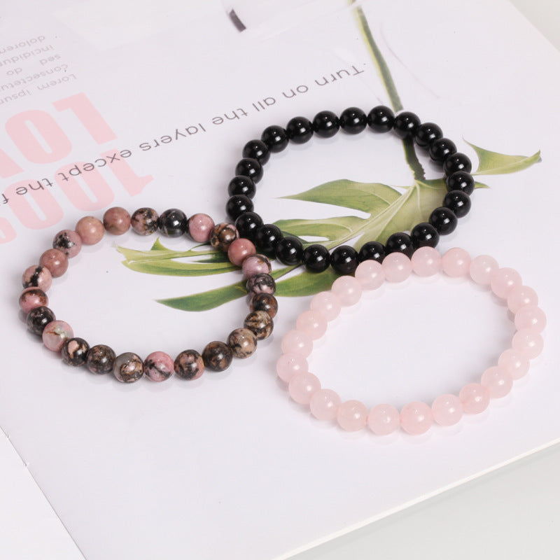 Unisex Black Agate Bracelet Rose Stone Gemstone Jewelry for Anniversary Gift and Business Ideal gift for event