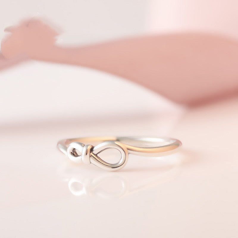 Sterling Silver Ring Micro Inlay Eternal Symbol Rosette Design European Inspired Jewelry Gift For Her Birthday