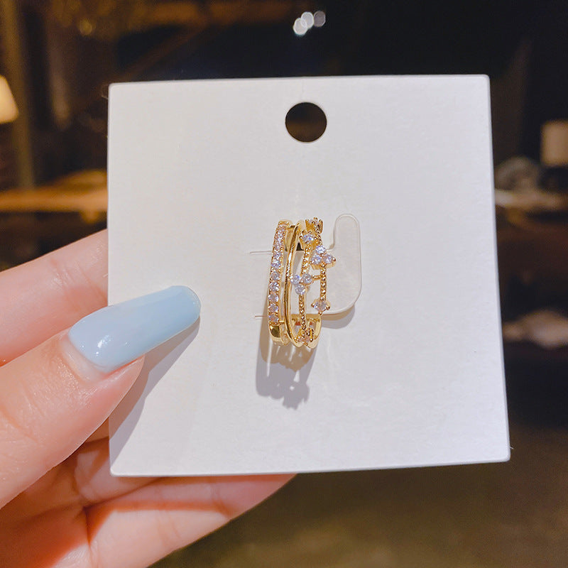 Womens Adjustable Gold Ring With Cubic Zirconia Elegant Copper Ring Durable Everyday Wear For Daily Wear Gifts