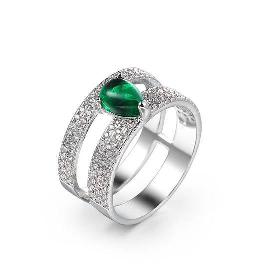 Geometric Copper Zircon Ring For Women Emerald Stone Jewelry Dainty Elegant Gift With Timeless Style For Women