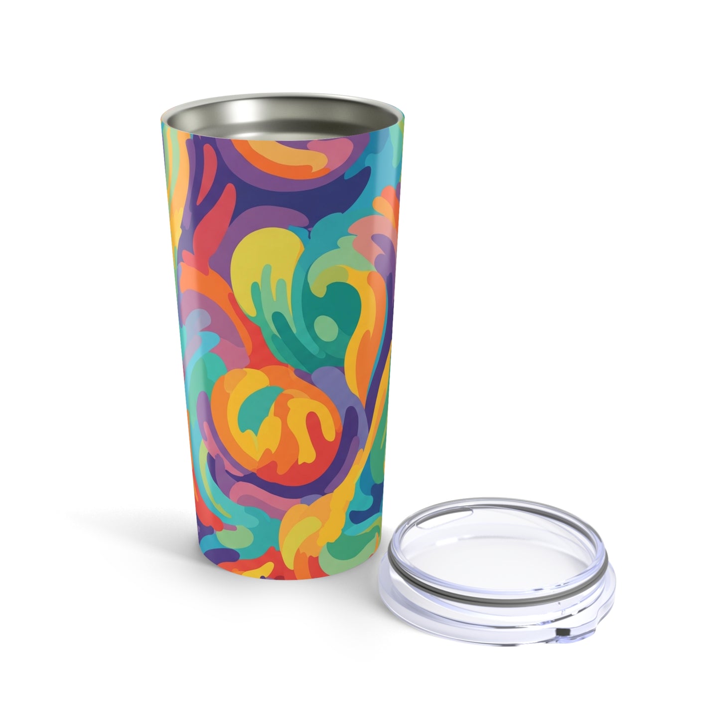 20oz Stainless Steel Tumbler With Printed Artwork Double Wall Vacuum Insulation Spill Resistant Travel Mug For