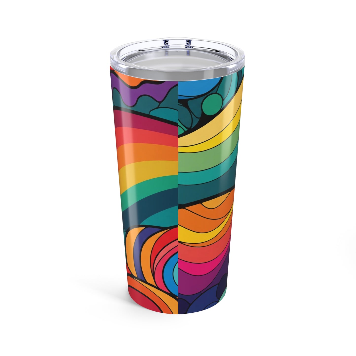 20oz Stainless Steel Tumbler With Printed Design Double Wall Vacuum Insulation Keeps Beverages Hot Or Cold On The