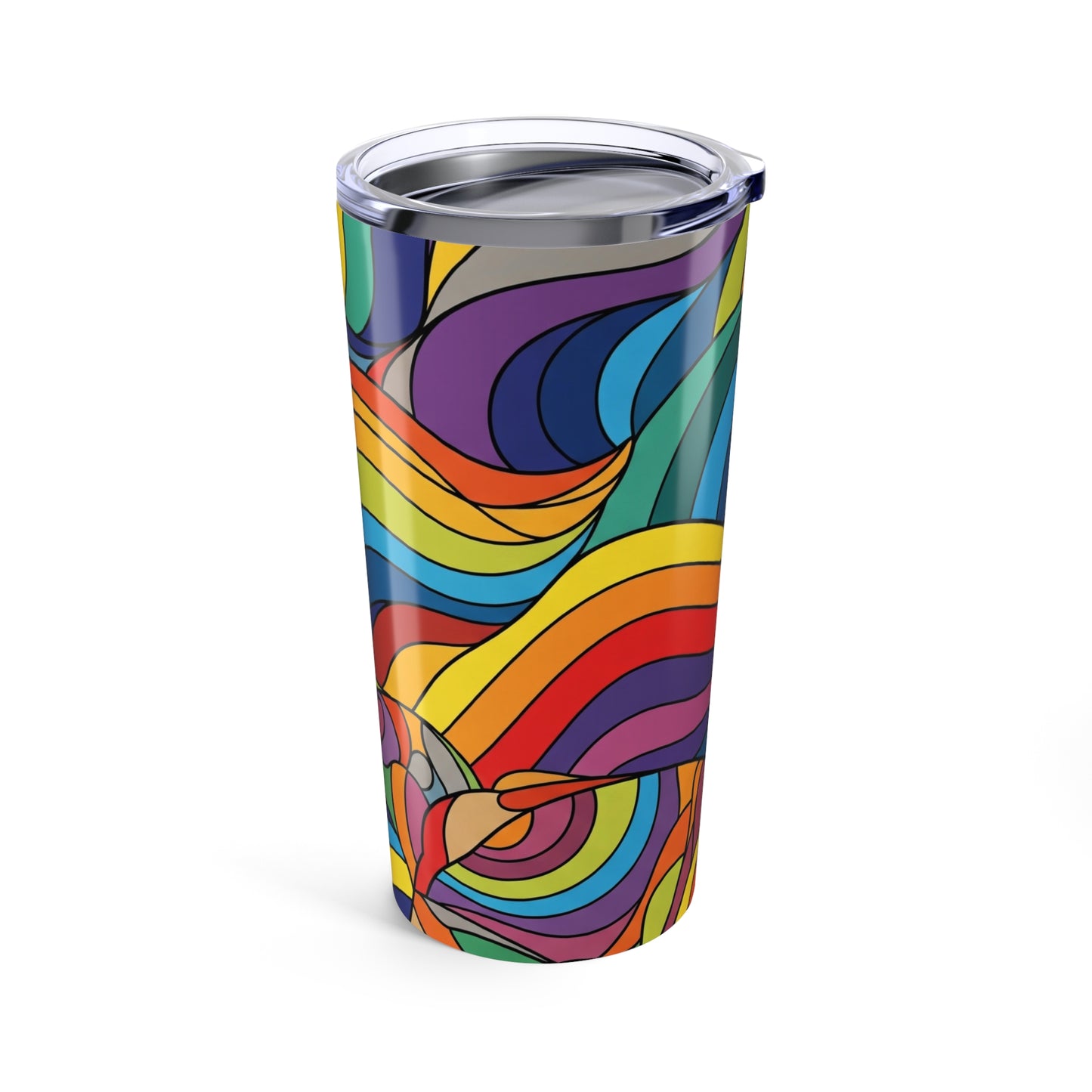 20oz Stainless Steel Tumbler With Printed Abstract Design Double Wall Vacuum Insulated Spill Resistant Coffee Mug