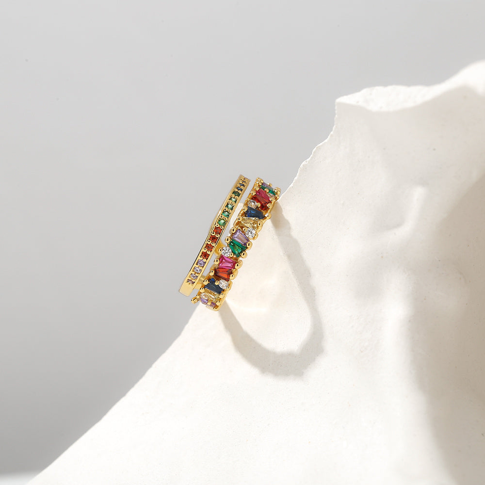 Womens Micro Inlaid Colorful Zircon Crystal Ring Elegant Alloy Band Jewelry Gift Ready For Special Occasions Today