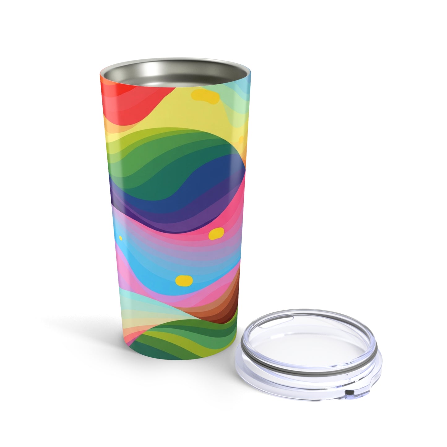 20 Oz Metal Coffee Cup Vacuum Insulated Spill Resistant BPA Free Hot Cold Beverage Holder With Lid Printed Artwork
