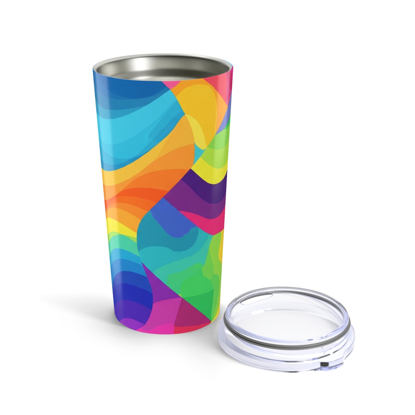 20 Oz Vacuum Insulated Steel Travel Mug With Lid Printed Design Spill Resistant Durable For Hot And Cold Beverages