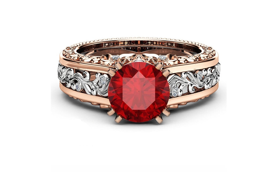 New Ring Plated 14K Rose Gold Separated Ring Champagne Gemstone Diamond Ring Fashion Women Must Have Beautiful