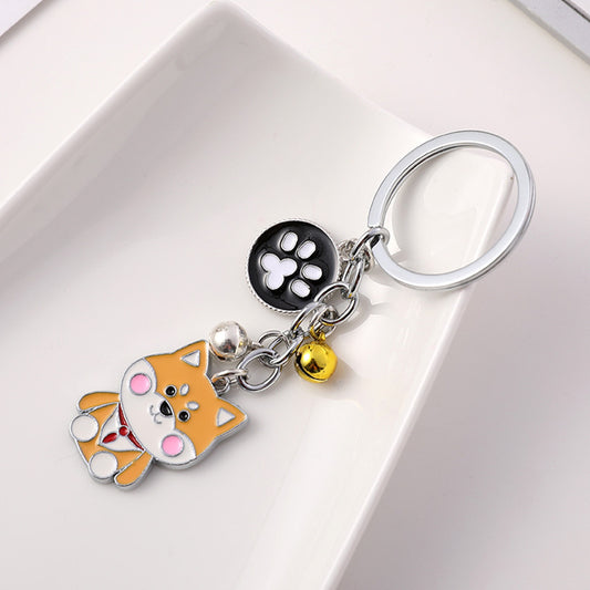 Metal Shiba Inu Cartoon Keychain for Bags and Everyday Keys