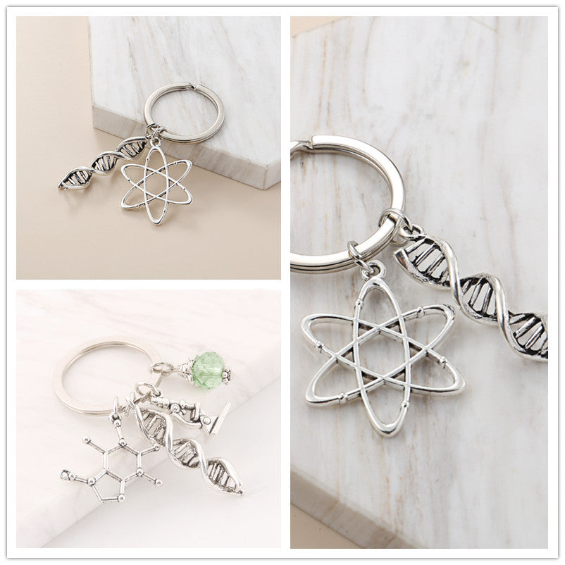 Alloy Keychain Key Ring Plain Design Lab Instrument Decor Biochemical Microscope Flask Accessory Gift For You