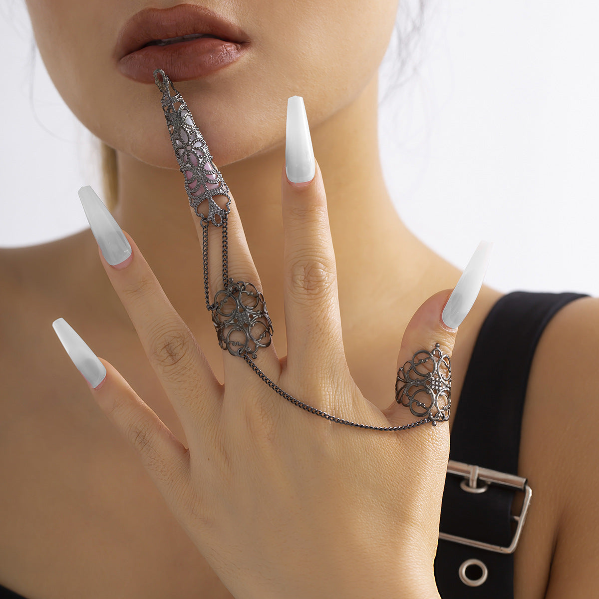 Geometric Alloy Ring Hollow Crown Vintage Style Electroplated Finish Punk Ring For Everyday Wear For Occasions