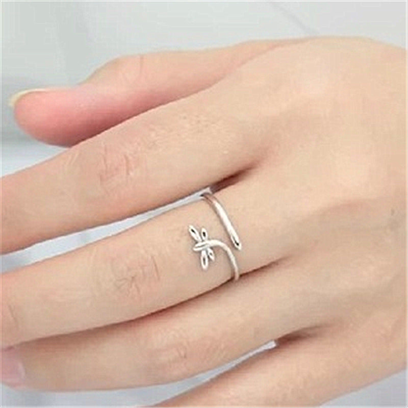 Dragonfly Ring Insect Gift Korean Fashion Silver Plated White Copper Birthday Gift For Her Elegant Anniversary