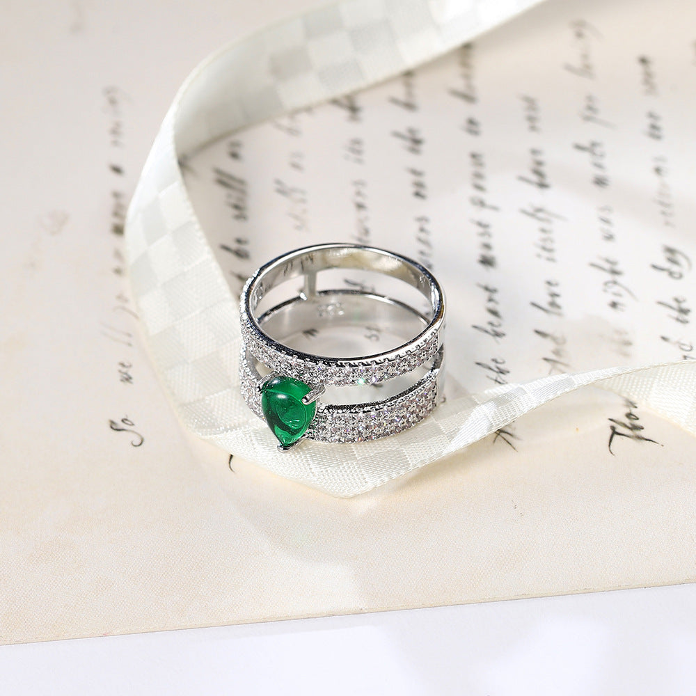Geometric Copper Zircon Ring For Women Emerald Stone Jewelry Dainty Elegant Gift With Timeless Style For Women