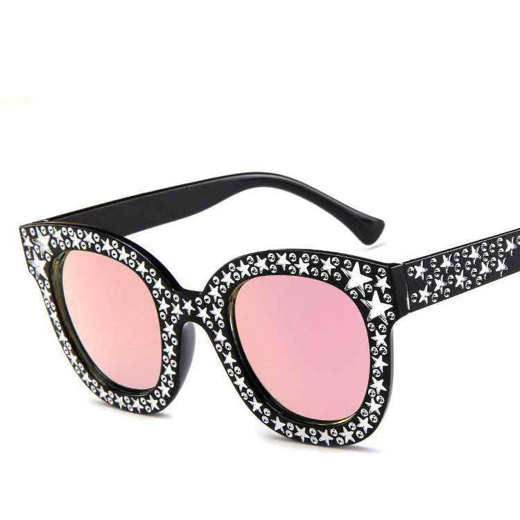 Women Cat Eye Sunglasses Star Embellished Resin Lens UV400