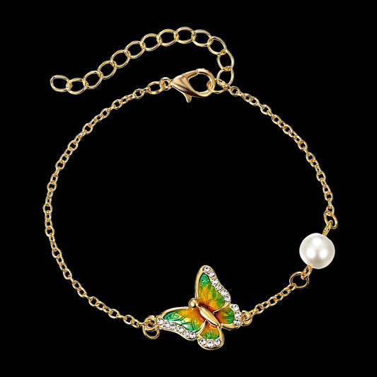 Womens Butterfly Charm Bracelet Link Chain Lobster Clasp Closure Adjustable Zinc Alloy Metal Bracelet Fashion