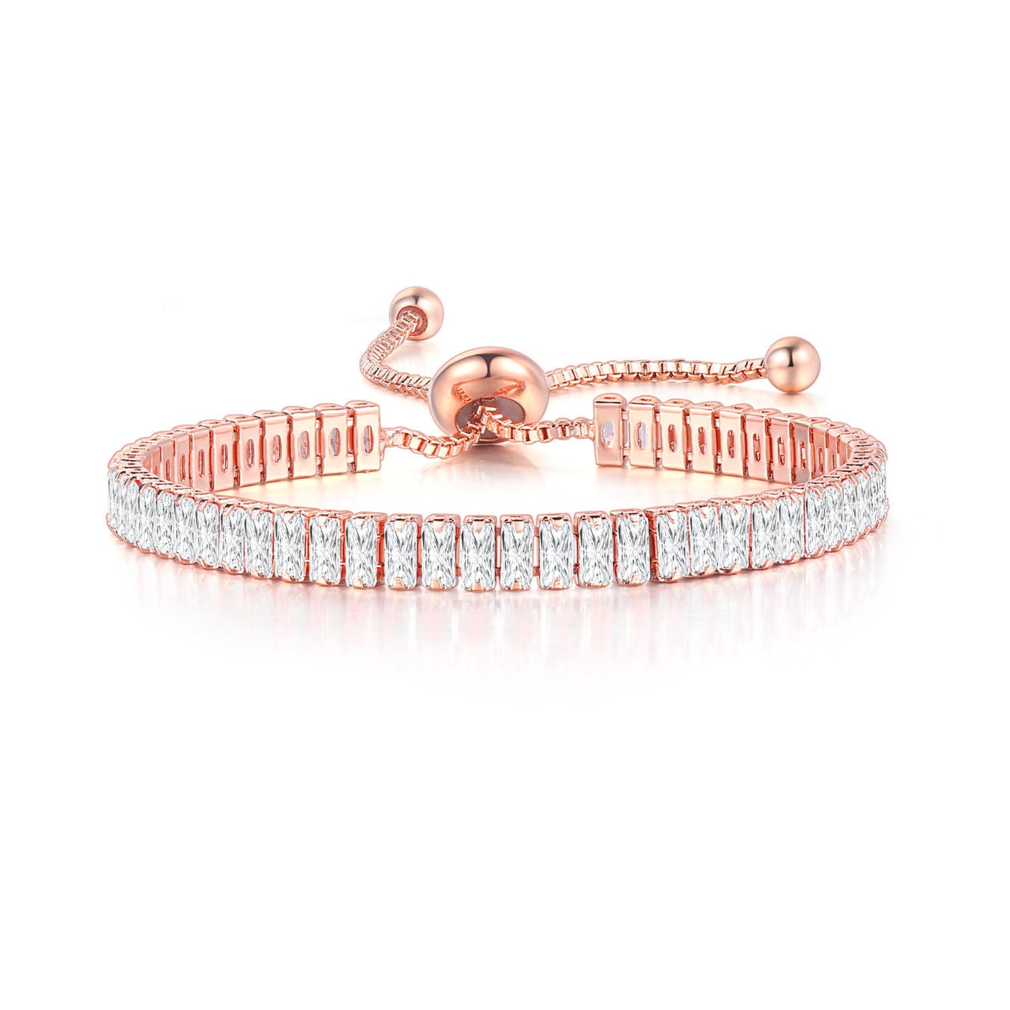 Geometric Copper Crystal Bracelet For Women Rose Gold Finish Adjustable Bangle Jewelry Gift For Her With Elegant Design