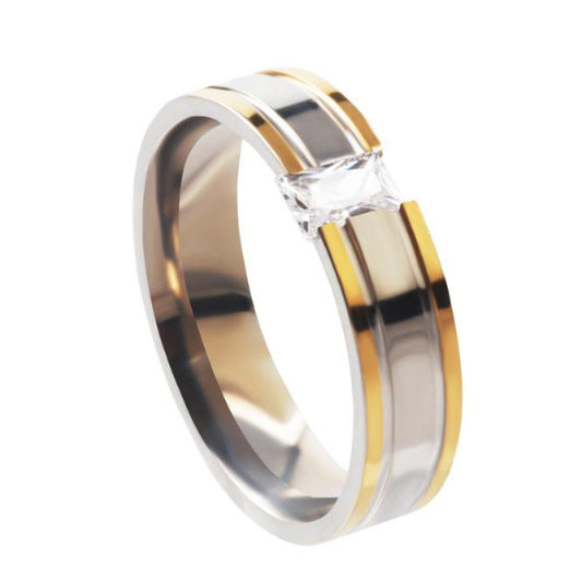 Unisex Stainless Steel Groove Ring With Zircon Inlaid Fashion Jewelry Band New Designs Statement Ring For All