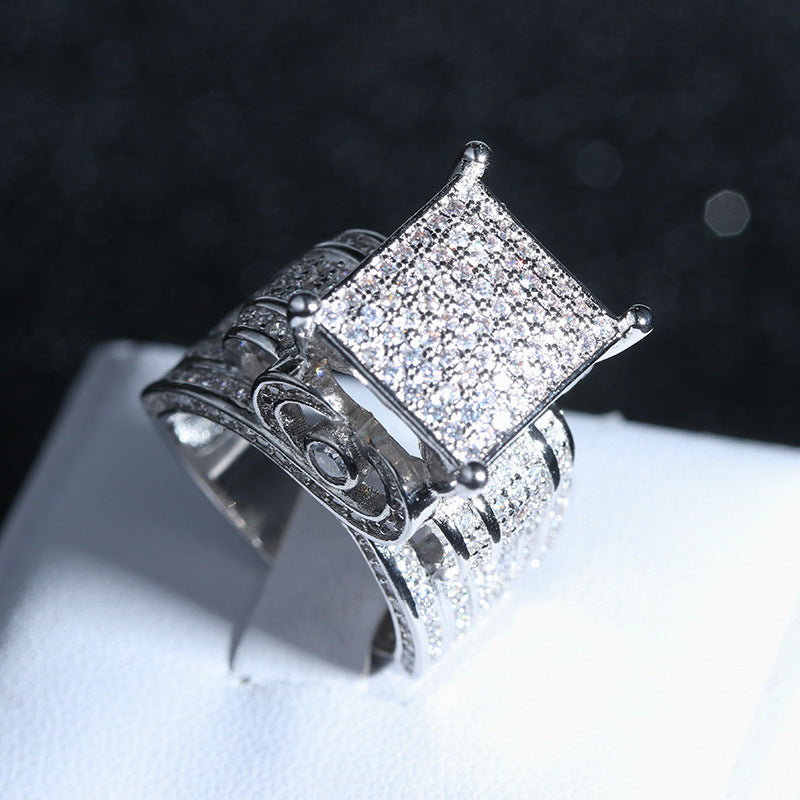 Heart Ring GoldPlated Copper Inlaid Gem Ring Exaggerated Cutout Diamond Jewelry Gifts For Her Sizes 6 7 8 9 10