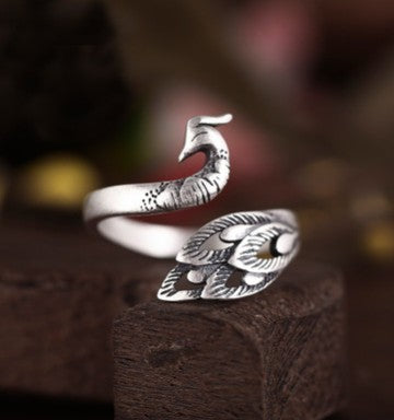 Sterling Silver Thai Peacock Ring With Intricate Filigree Feather Motif And Delicate Handcrafted Details Craft