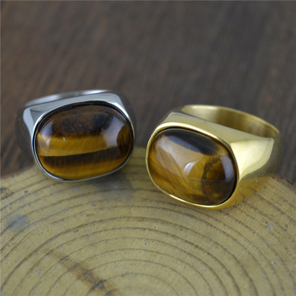 Personality Tiger Eye Men's Titanium Steel Ring