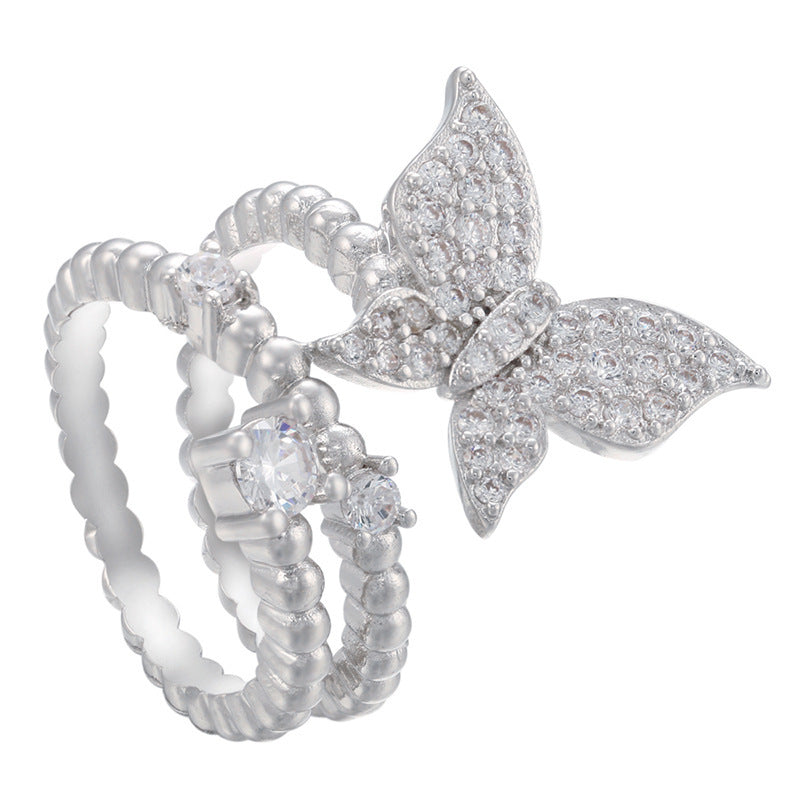 Adjustable Women Ring Copper Jewelry Butterflies Star Heart Twist Design Goldtone Fashion Accessory Daily Wear