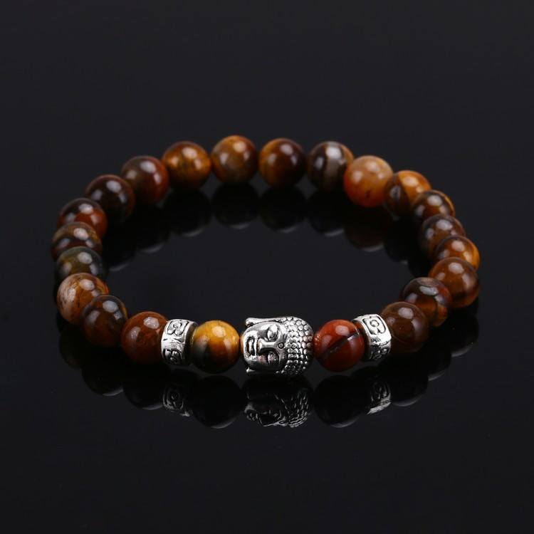 Unisex Lava Stone Bracelet Buddha Head Ethnic Bead Peaceful Warrior Alloy Plated Jewelry Ethnic Style Bead Art